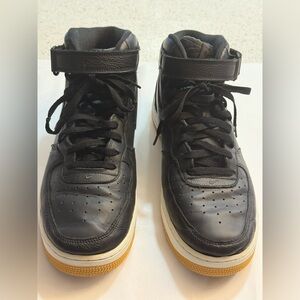 Nike Air Force 1 Mid By You Black Sneakers with White and Tan Sole